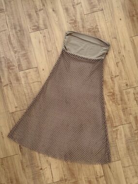 Custom Unique 4-way Brown Mesh A-Line Skirt Strapless Dress